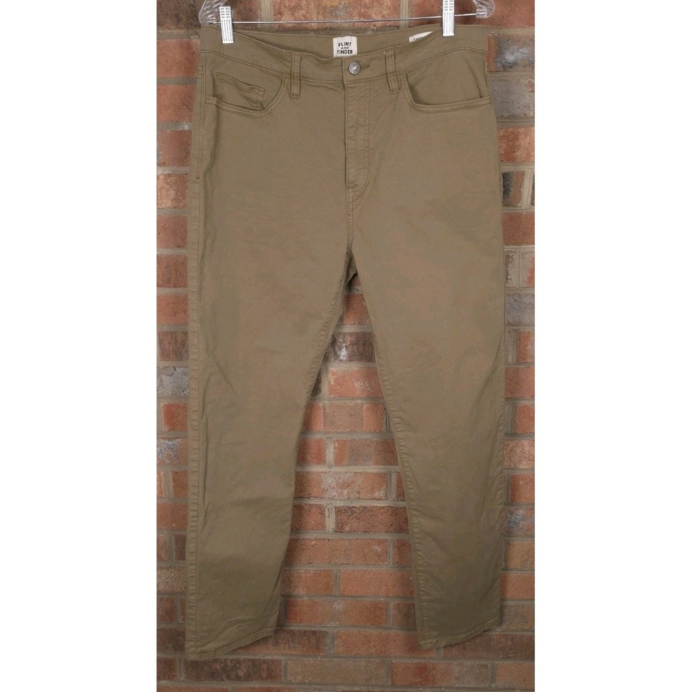 Flint and Tinder Pants Mens Size 34x30 Tapered Fit Brown Stretch Chino